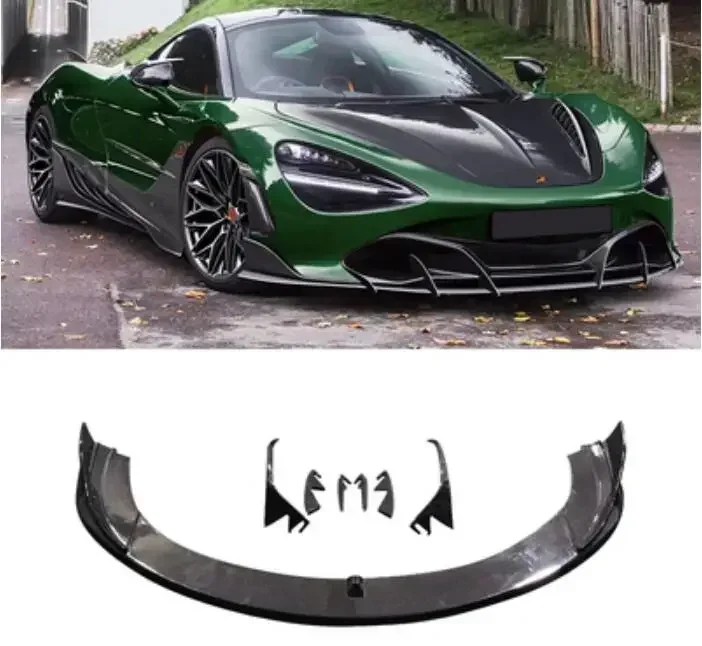 CARBON FIBER Front Bumper Lip Splitters Cup Flaps Cover For McLaren 720S 2017 2018 2019 2020 2021