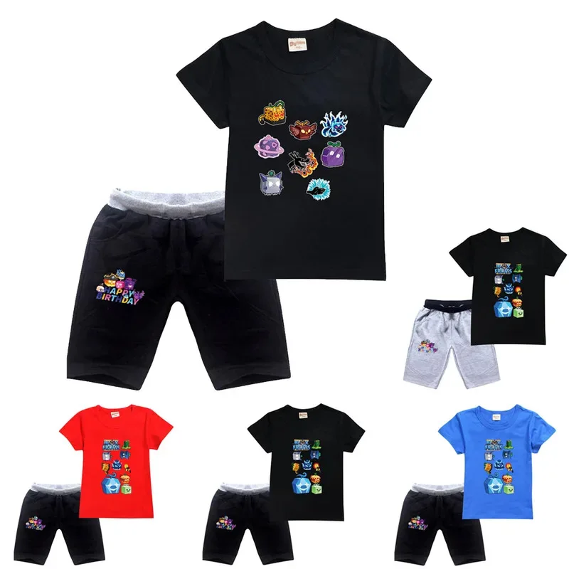 جديد الاطفال Blox الفواكه التي شيرت + مجموعة تي شيرتات قصيرة للأطفال الفتيان الفتيات Bloxfruit ملابس الفتيان قصيرة الأكمام البلوز مجموعات الصيف ملابس الطفل #1