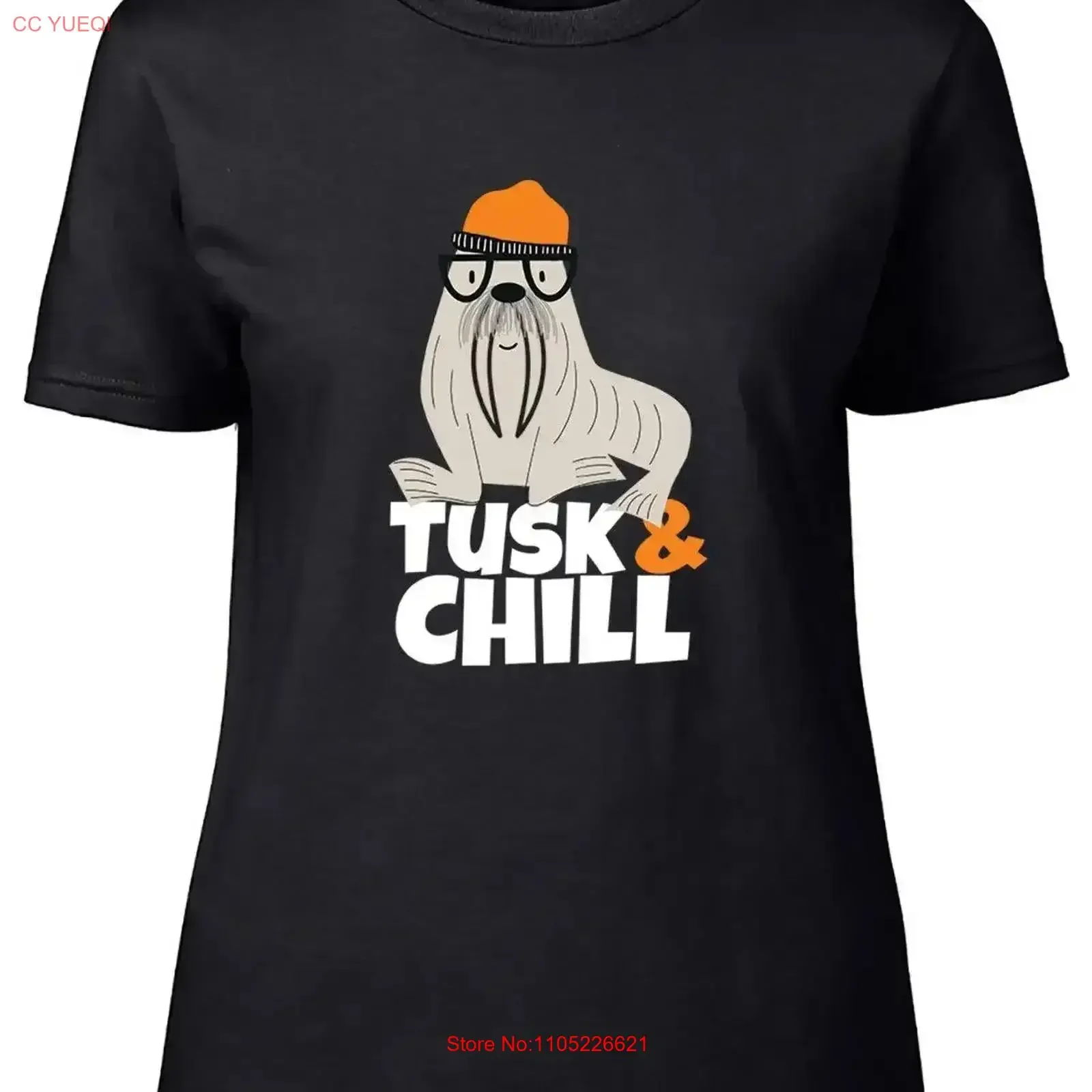 Tusk and Chill Womens T Shirt Funny Walrus Blubber Ladies vintage Washed graphic Comfortable designer clothes homme  vintage
