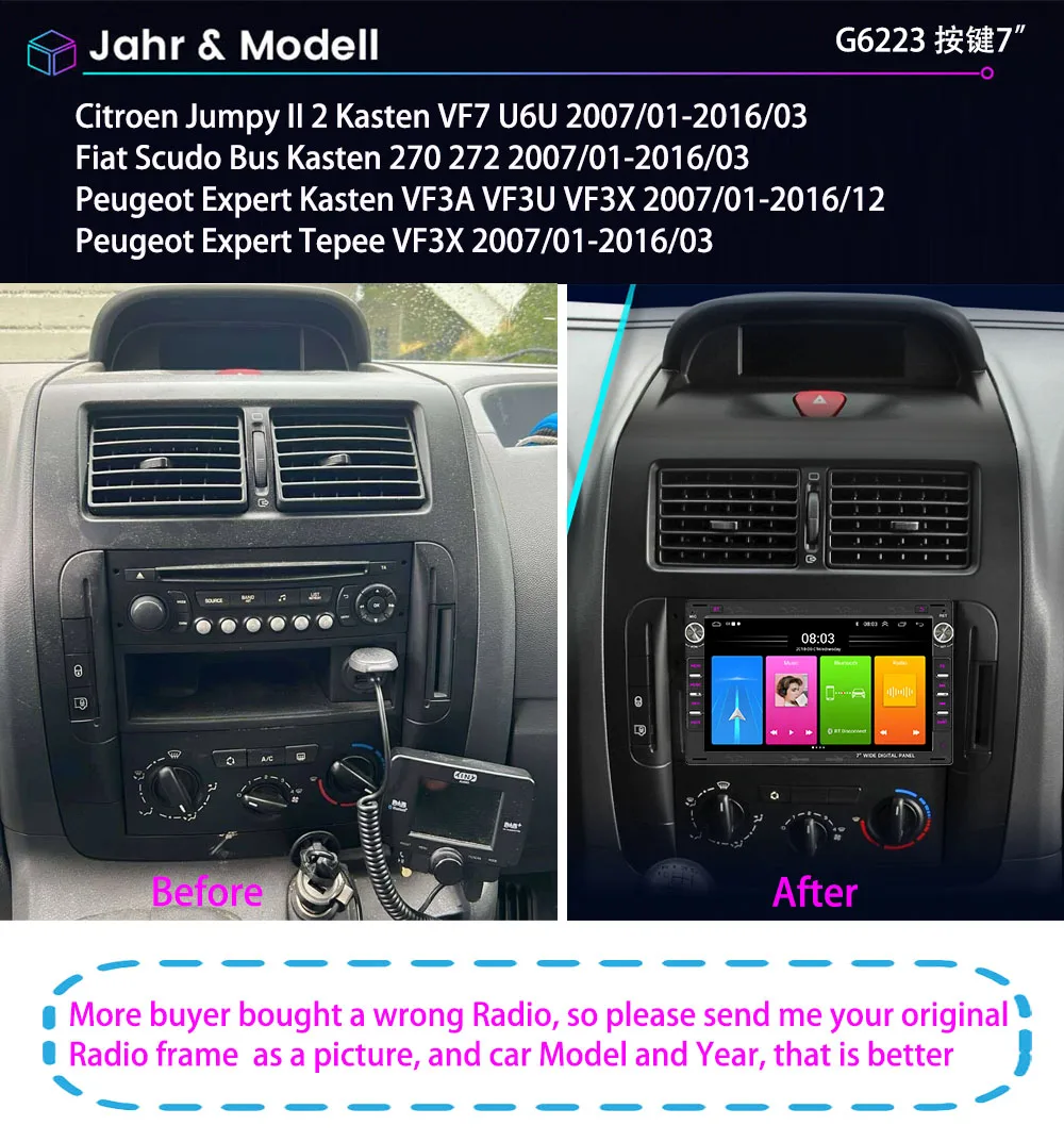 Bluetooth Carpaly  Android Car radio Navigation+HD Reverse camera For Citroen Jumpy Berlingo Fiat Scudo Peugeot Partner Expert