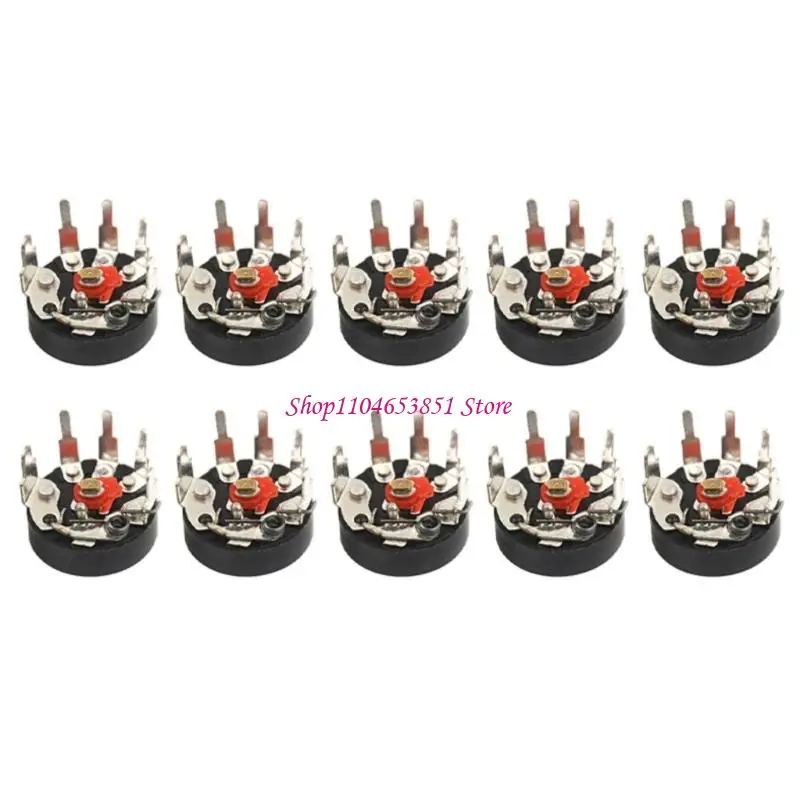 RV12MM Rotary Potentiometer With Switching B10K B50K Bend Pin for Stable Mounting Speaker Temperature-Resistant Shell 