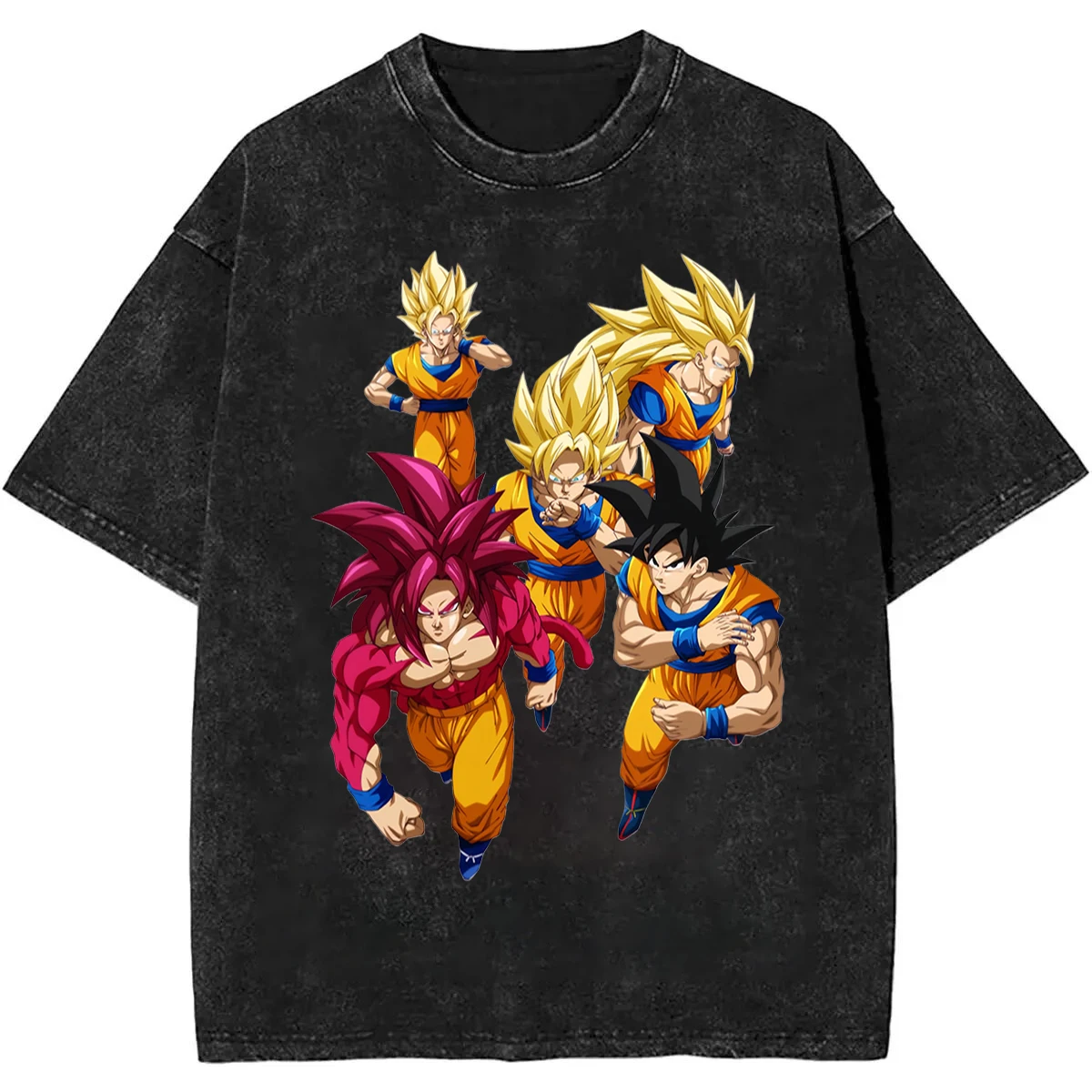 

2026 Summer Dragon Ball Washed Vintage T-Shirt Men's and Women's Cotton Streetwear Oversized Unisex Anime Print Casual Daily Top