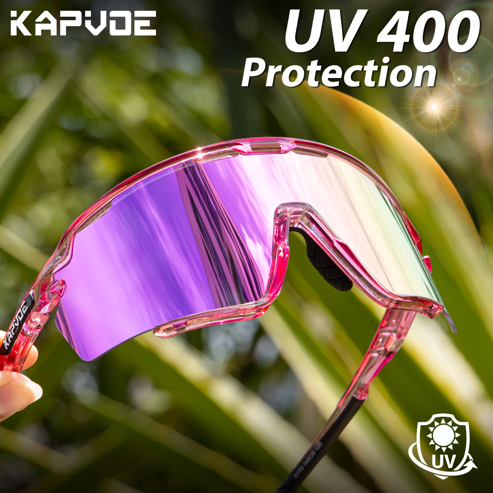 

KAPVOE Color Photochromic Cycling Glasses Outdoor Bicycle Sunglasses UV400 Sports Goggles Men MTB Cycling Sunglasses