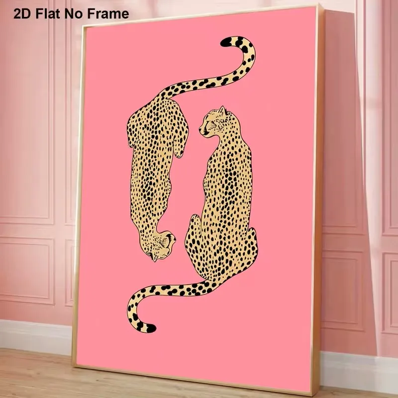 

Pink Background Leopard Print Canvas Poster - Abstract Animal Art for Modern Bedroom Living Room Corridor Walls, Home Decoration
