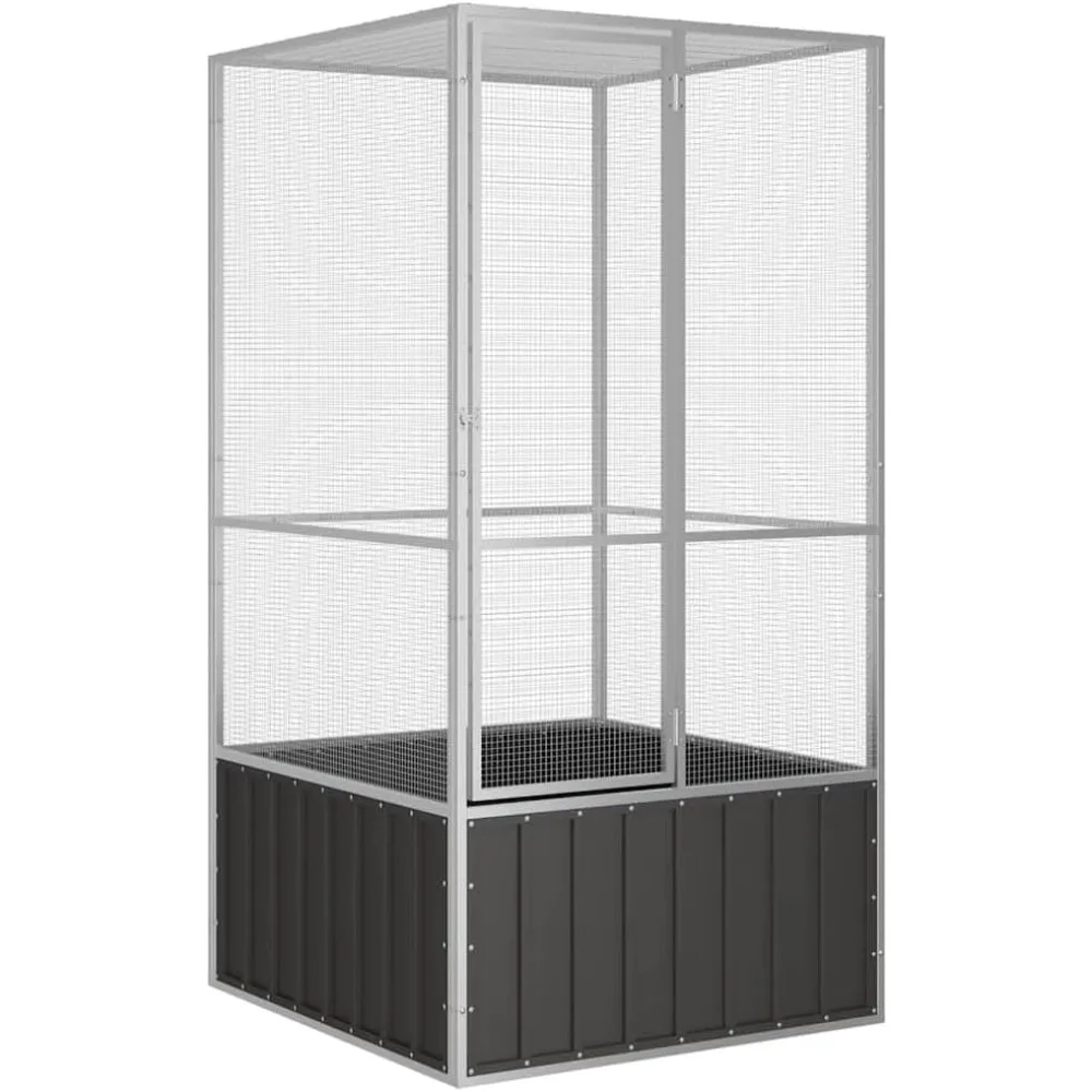 

Bird Cage - Large, Secure & Ventilated Aviary, Galvanized Steel Construction, Anthracite, Perfect for Playing, Exercising and T