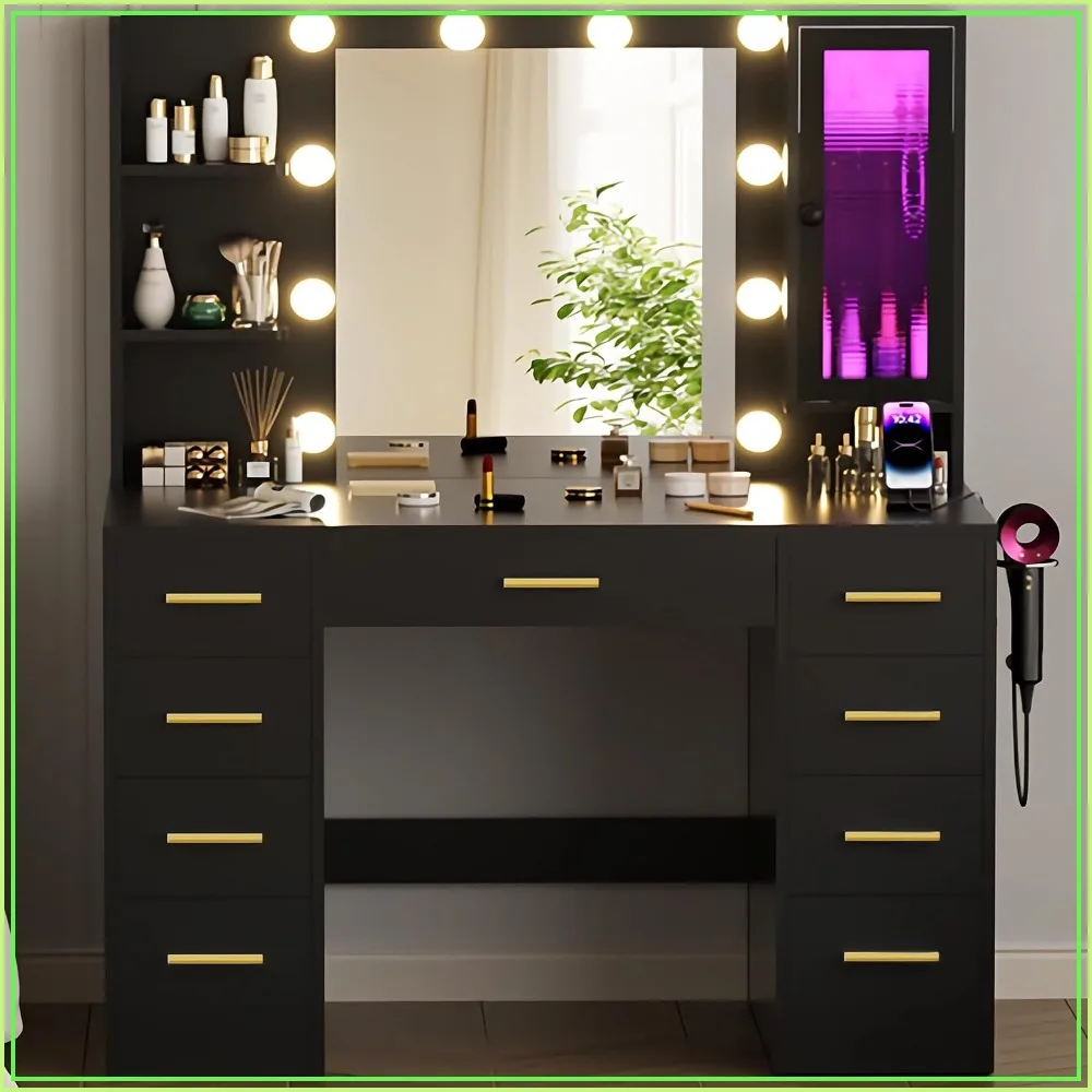 Vanity Desk with Mirror and Lights, 43