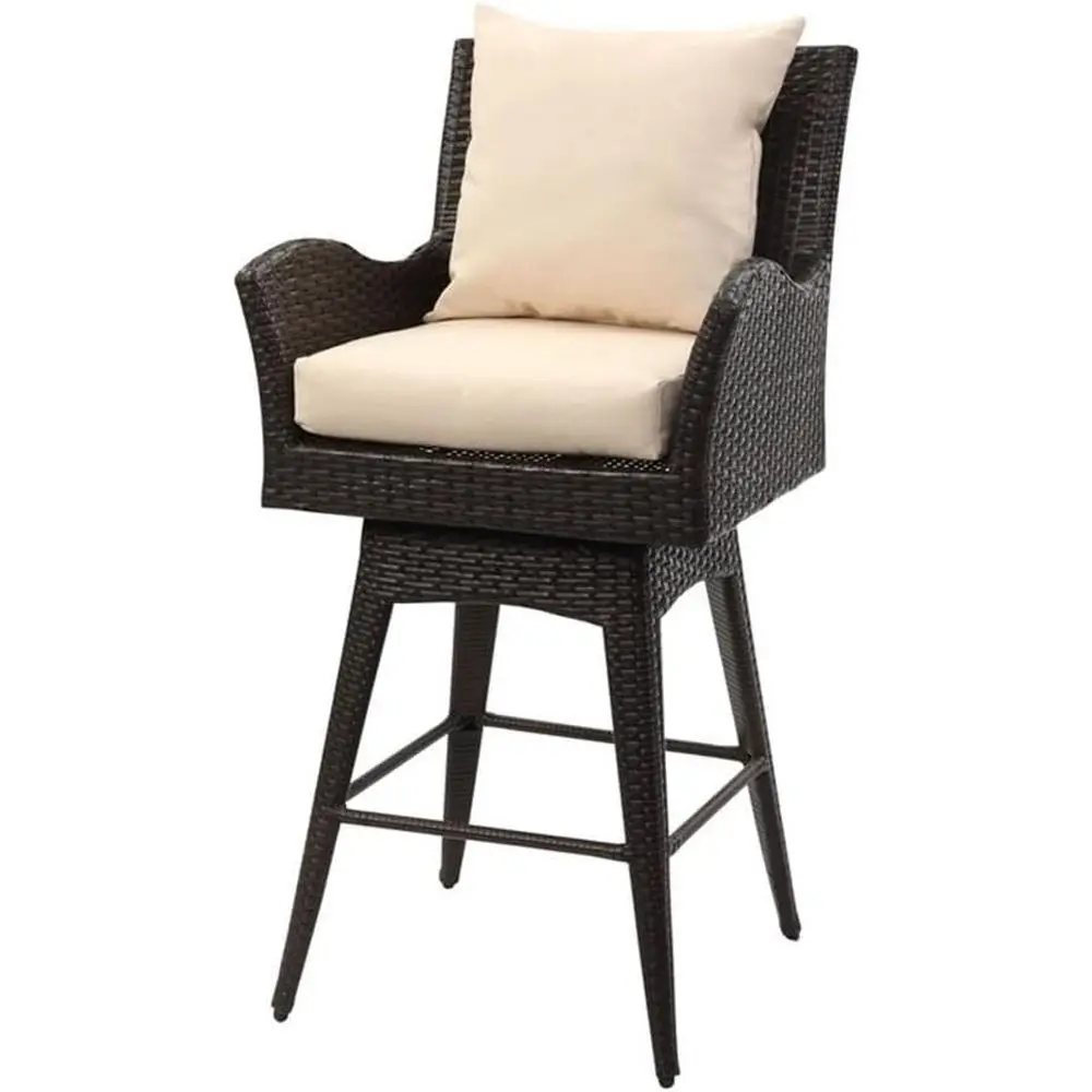 

Барный стул Hayes Collection с поворотным механизмом, черно-бежевый, для улицы, с плетеными подлокотниками