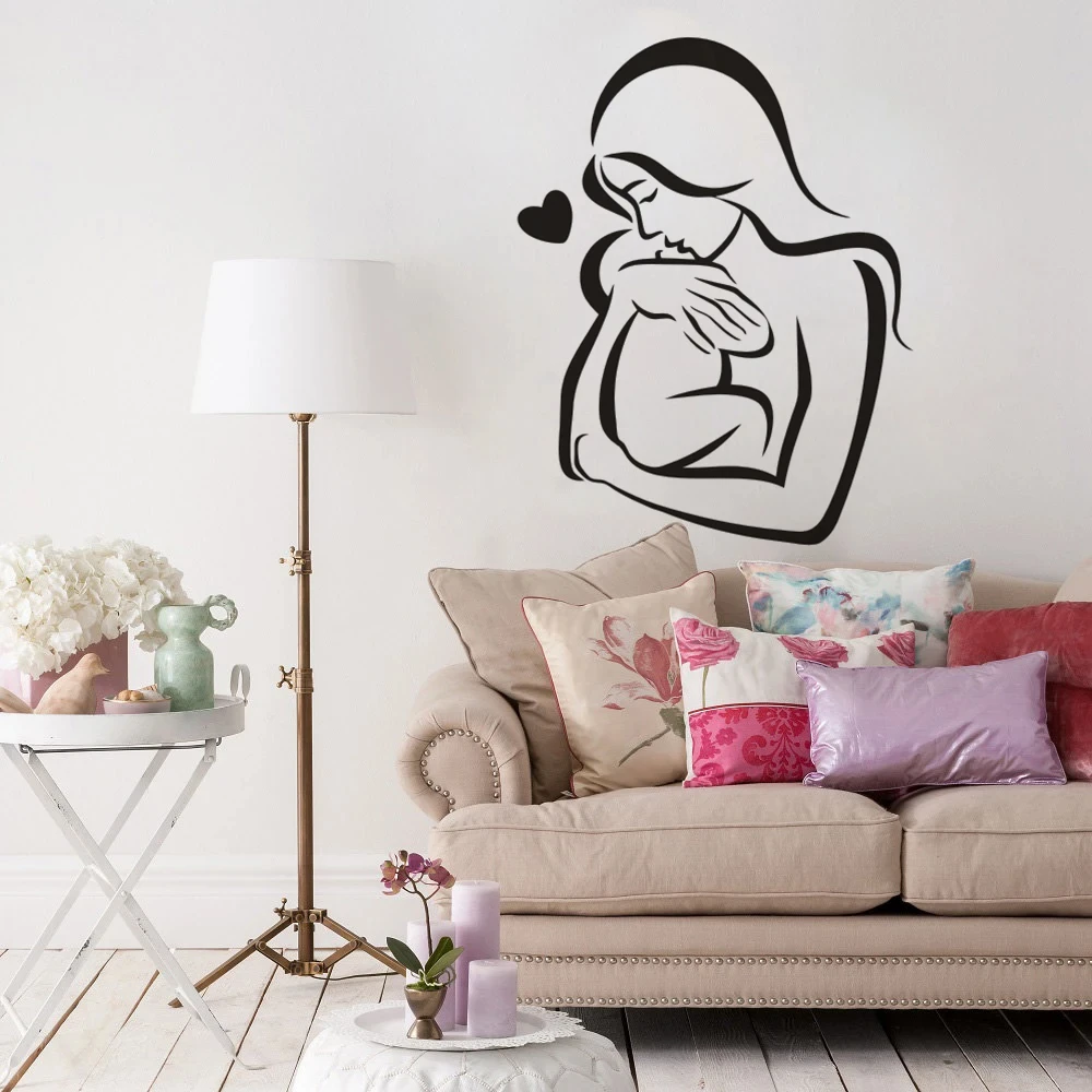 Baby And Mother Wall Art Decal Nursery Kids Room Decor Family Love Sticker Mom Hugs With Murals Gift