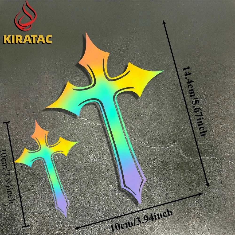 1set Gothic Cross Vinyl Stickers, Large & Small, Self-Adhesive Waterproof JDM Decals For Car, Motorcycle Tank & Helmet
