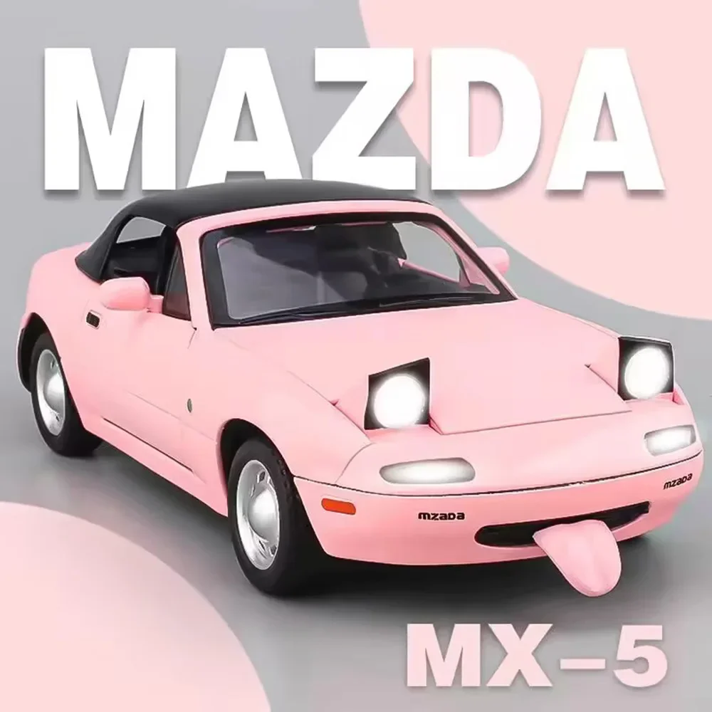 1/24 Scale Mazda MX-5 Toy Alloy Die Cast Models Cars 4 Doors Opened Sports Car Wheel Pull Back Vehicle Kids Boys Xmas Gifts Toys