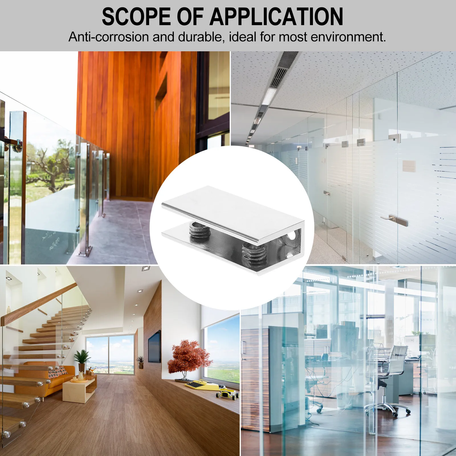 

Кронштейны для стеклянных полок из прочного цинкового сплава, 4 шт., для стекла/зеркал толщиной 8-10 мм, простая установка без сверления, для ванной, кухни, винного шкафа