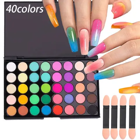 Juego de paleta de polvos para frotar sólidos, 40 colores, impresionante gradiente, pigmento para uñas, polvo de uñas ombré francés, decoración Diy # 5