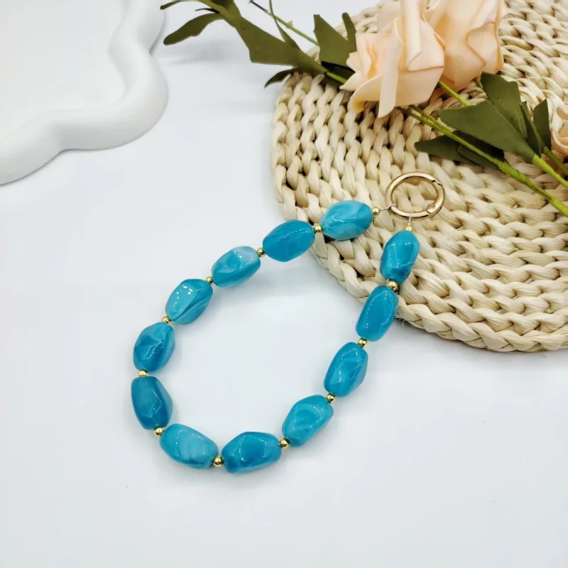 Dyeing Color Imitation Stone Phone Chain Keychain