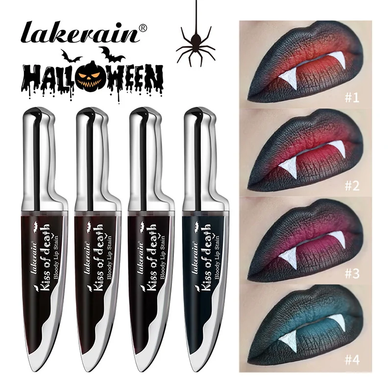 Halloween Lip Gloss Kiss Of Death Liquid Lipstick Anti-makeup Matte Long-lasting Vampire Makeup Nonstick Cup Easy Color Lipstick