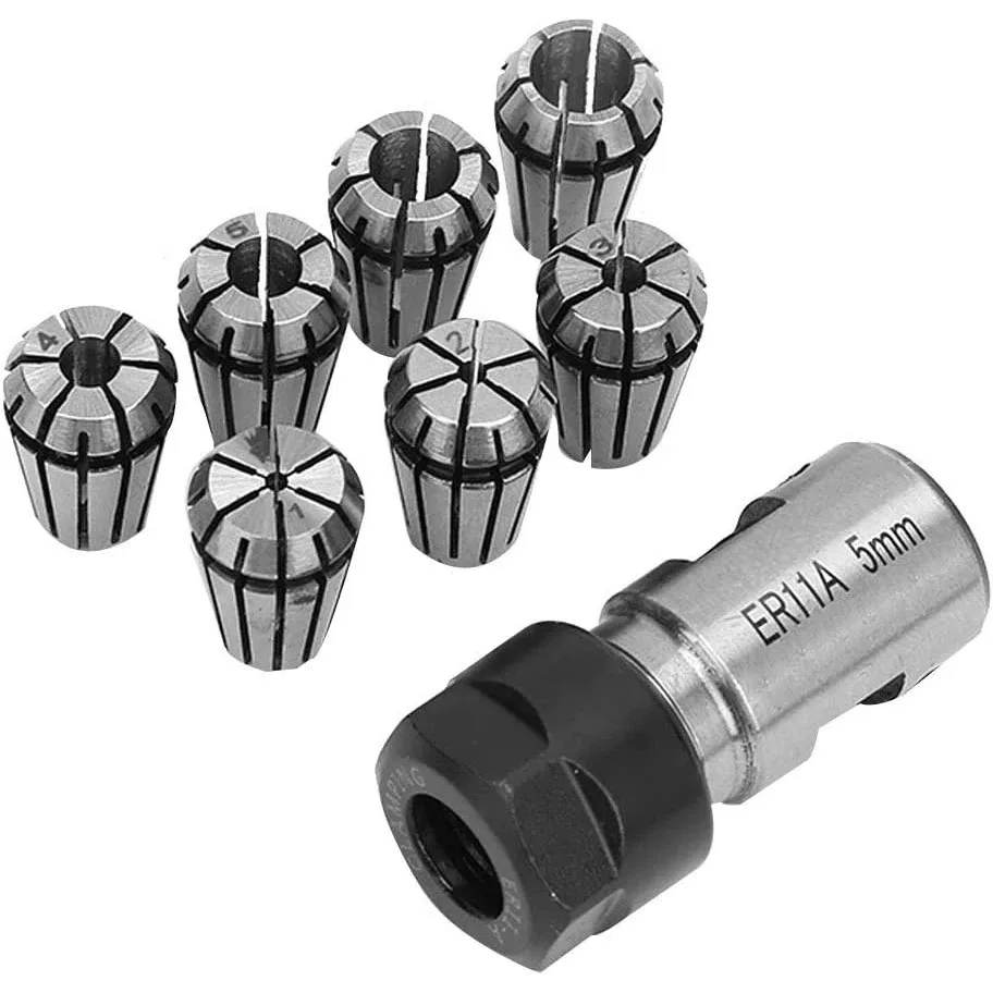 8-piece ER11A 1-7mm spring chuck set, ER11 5mm motor shaft extension rod for CNC engraving machine