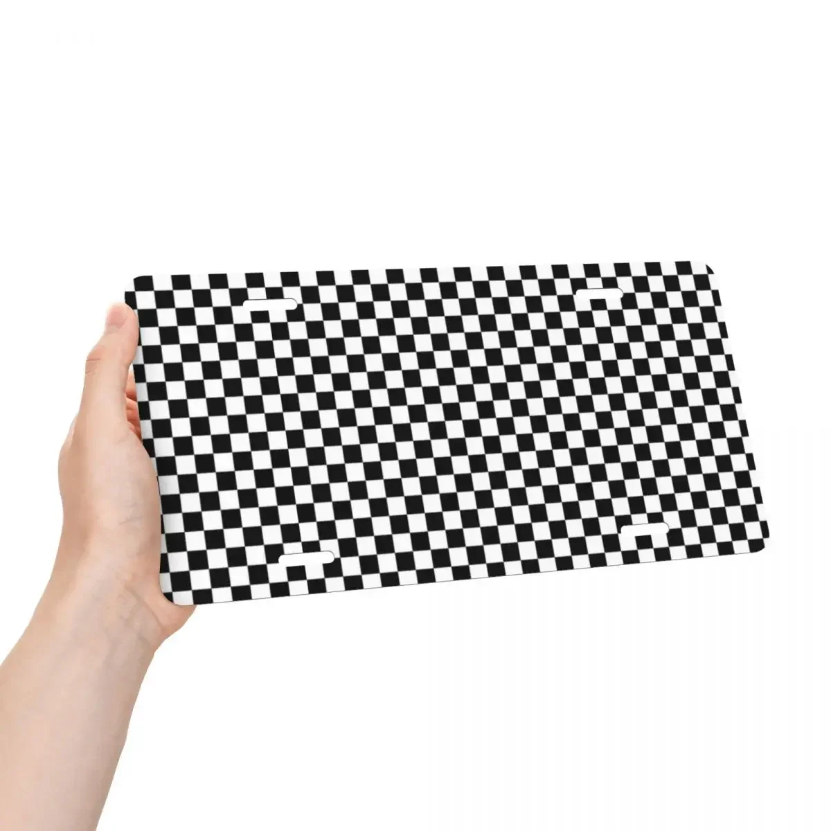 Personalized Checkerboard License Plate Cover Vanity Tag Checkmate Chessboard Decorative Car Front License Plate 6x12 Inch