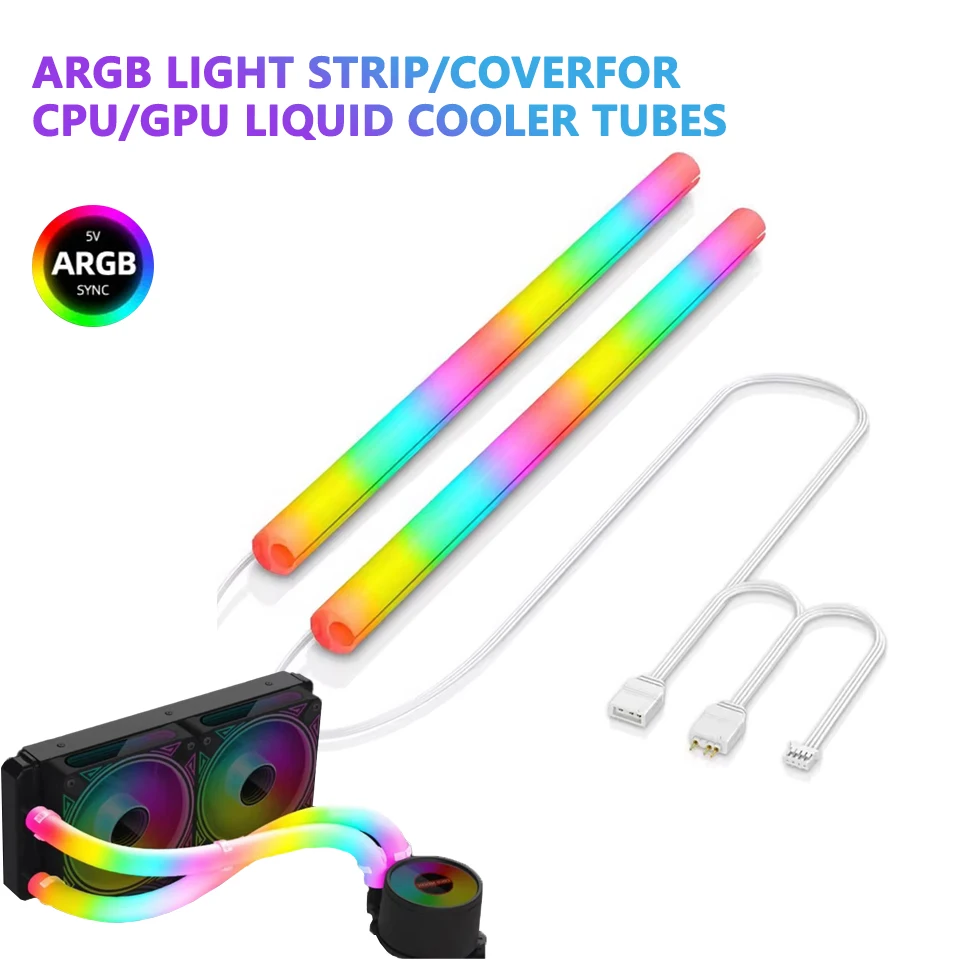 Flexible 5V ARGB LED Neon Tube Light Strip Cover Sleeve For Chassis AIO 120 240 360 CPU Water Liquid Cooler Modding Decorative