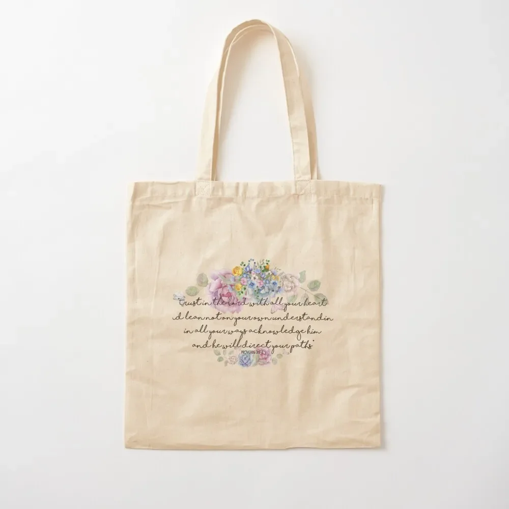 

Christian Quote Flowers Watercolor Tote Bag Large bags for women Canvas shoulder bag canvas bags Tote Bag