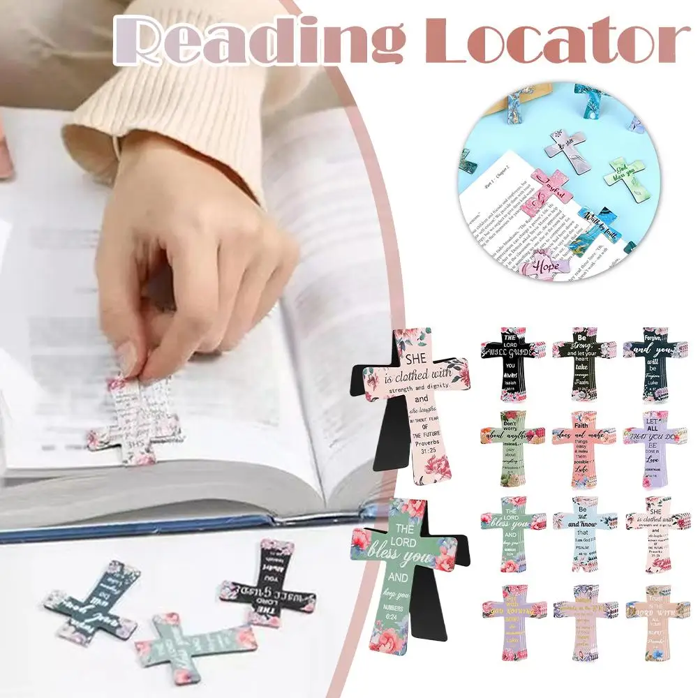 Cross Shaped Leather Magnetic Bookmark Paper Book Reading Locator Page Marker Reading Locator