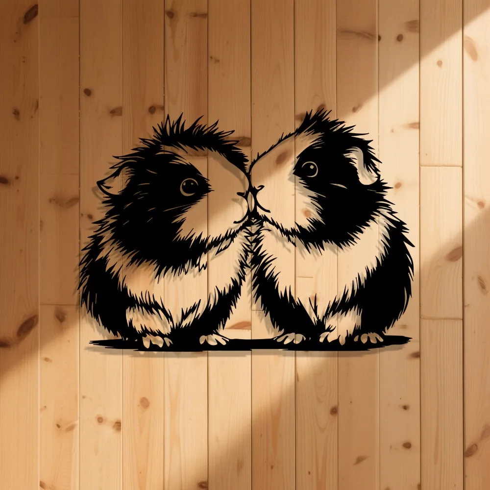 CIFBUY Cute Guinea Pig Metal Wall Art Iron Pet Decor Durable Wall Sculpture For Kitchen Room Pet Lover Gift Plaque