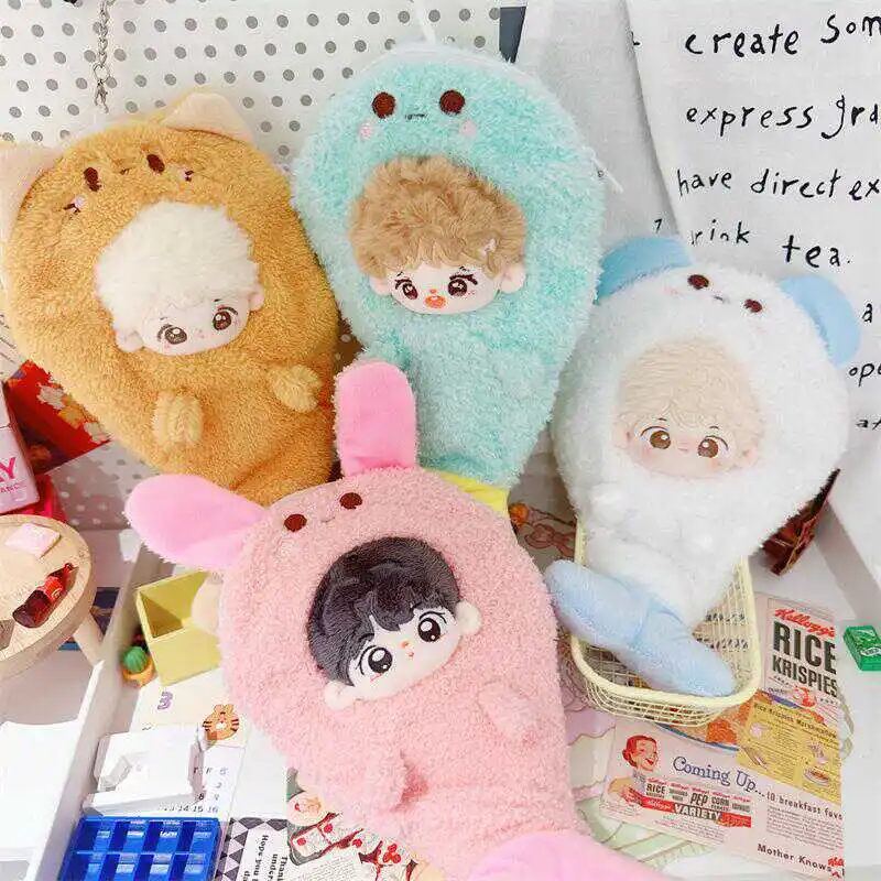 10cm Kawaii Fluffy Animals Doll Clothes Cute Bear Bunny Dinosaur Cat Coat Keychain for Bag Decor DIY Doll Clothes Accessories