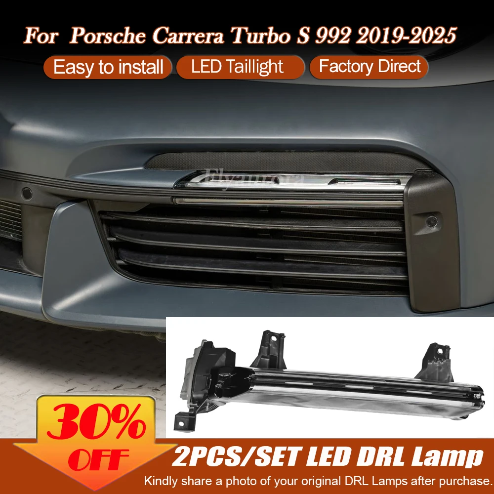 2pcs Front Bumper Daytime Running Lights DRL for Porsche Carrera 992 2019-2025 Turbo S Fog Lamps Assembly 992941313B 992941314B