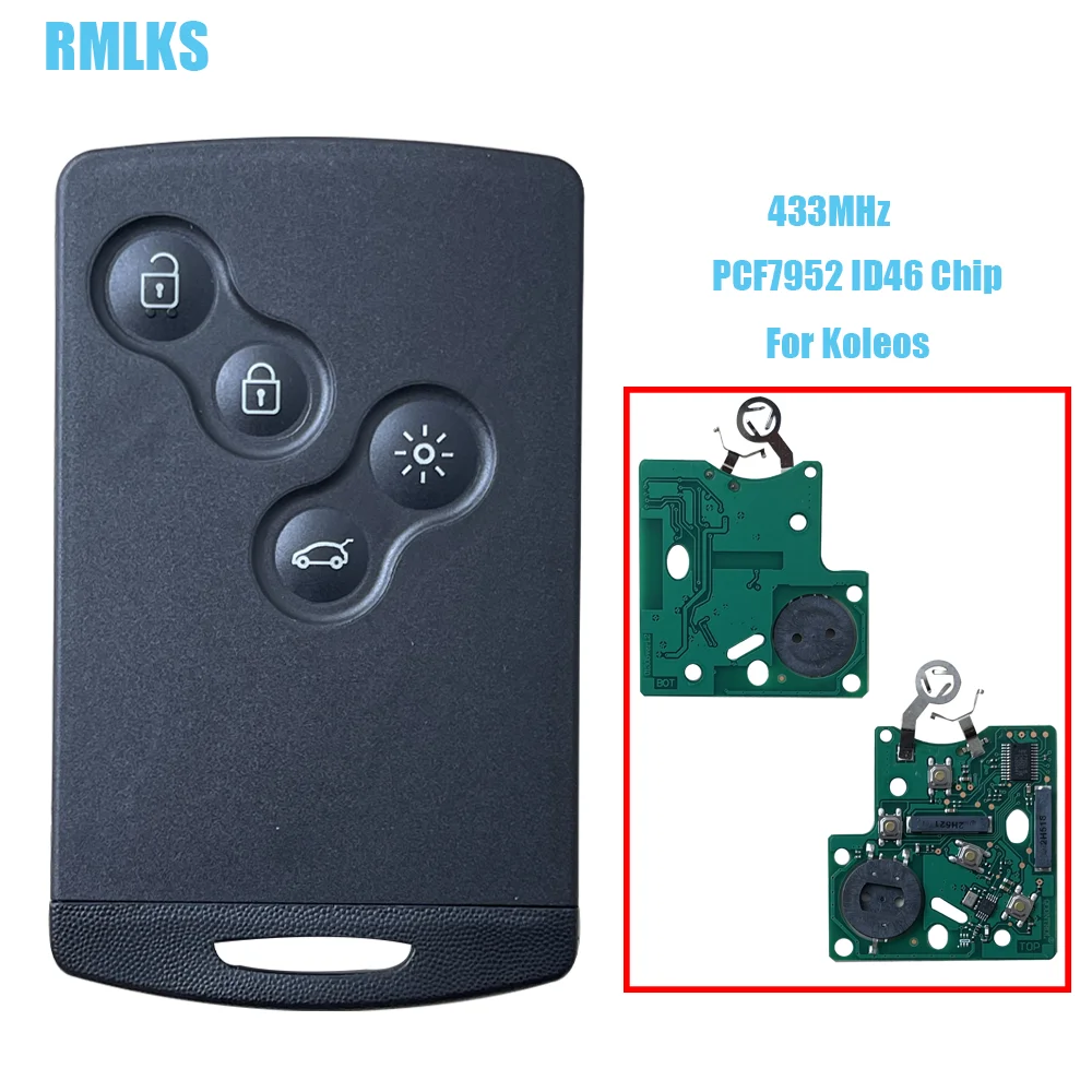 

High Quality Remote Key Smart Card For Renault Megane III Scenic Laguna Koleos Clio 4 Emergency Uncut Blade 433MHz PCF7952 CHip