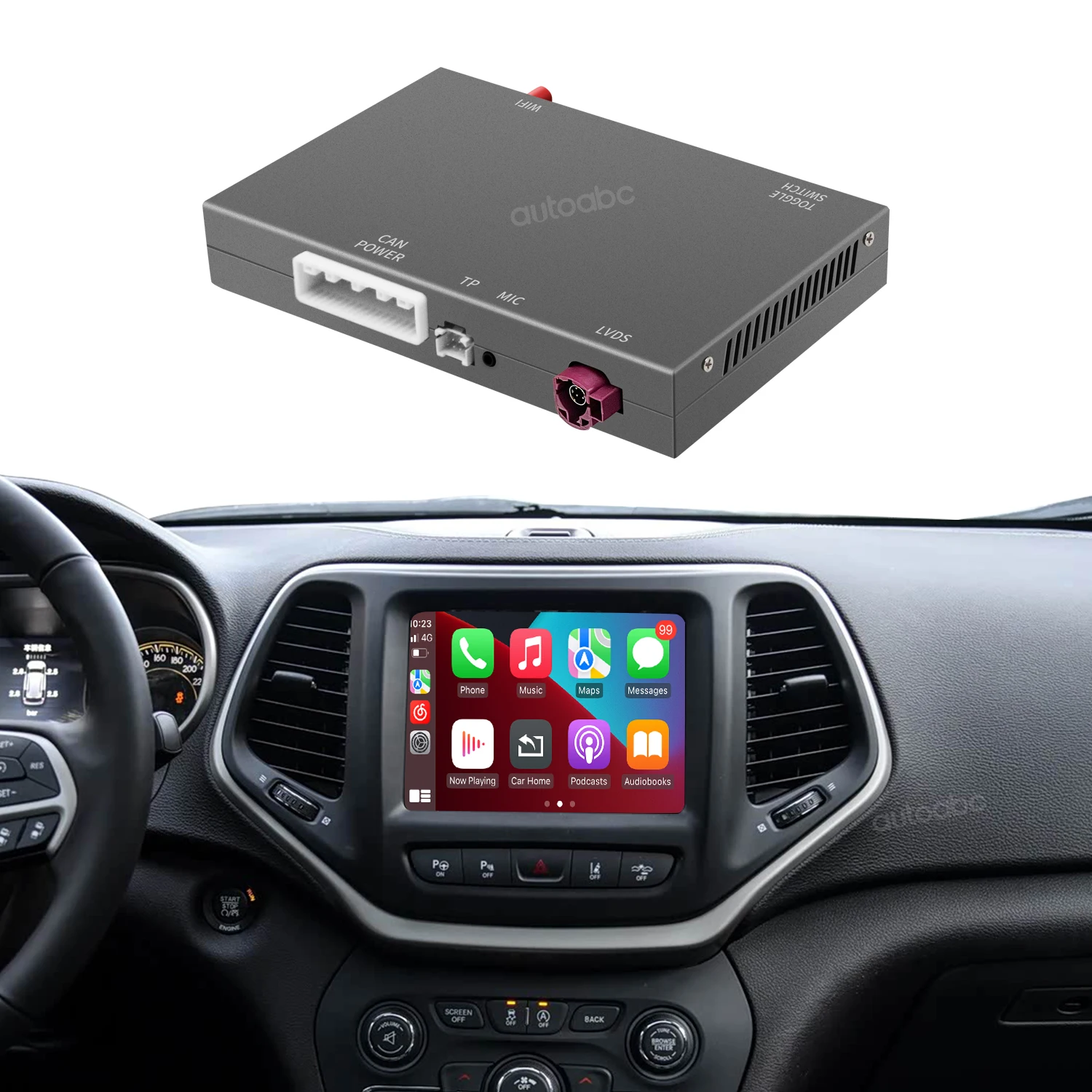 Wireless CarPlay Android Auto Decoder Voice Control (Siri Google Assistant) Built-in WiFi Bluetooth For Chrysler