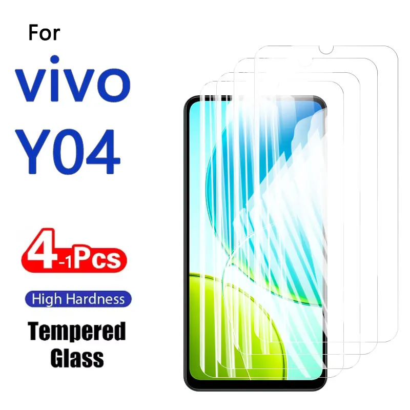 1-4 قطعة HD واقيات الشاشة ل vivo Y04 Y 04 6.74 "الزجاج المقسى الكريستال عالية الألومنيوم المضادة للخدش بصمة صديقة #1