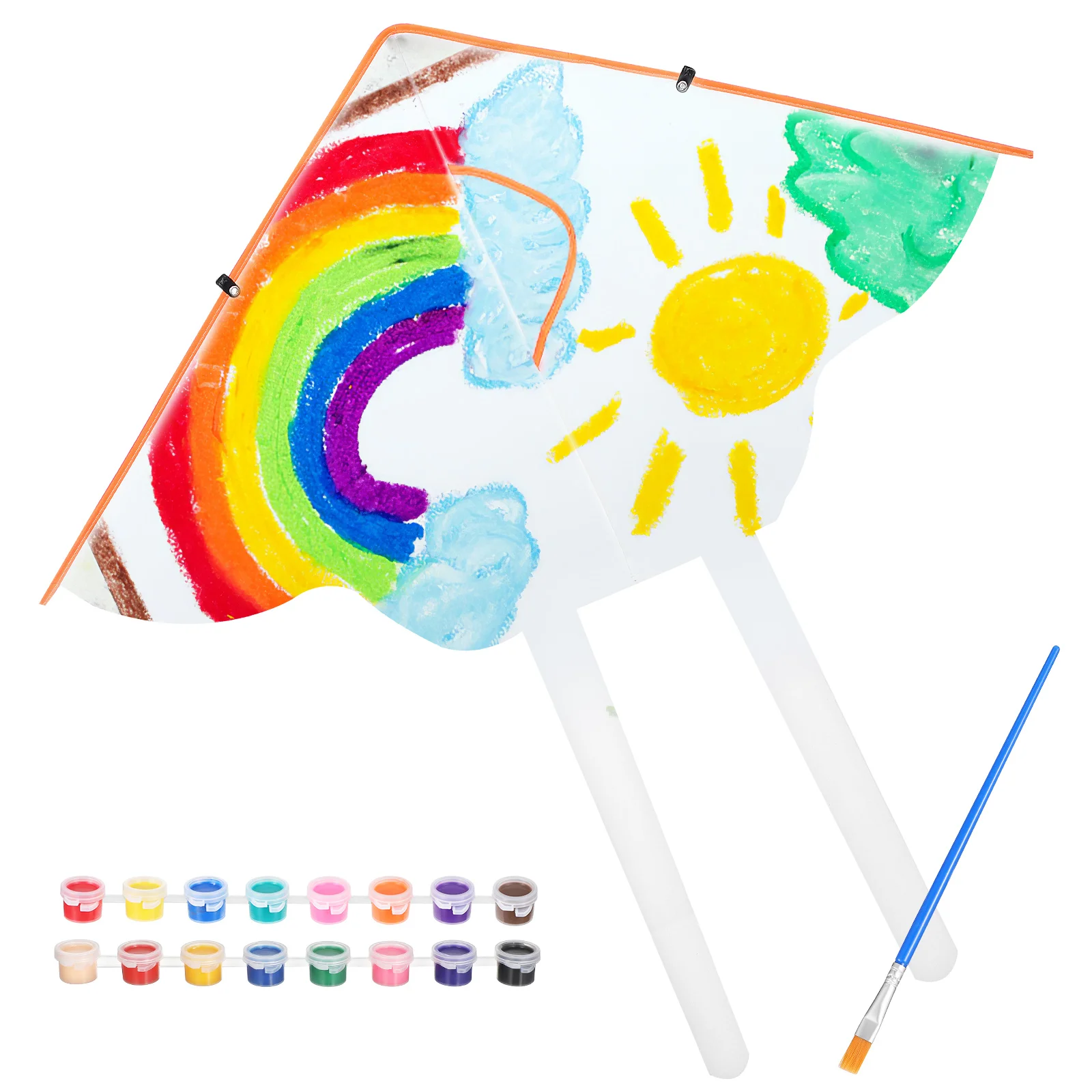 1Set Ongeverfde Kite DIY Kit Inclusief Acryl Kwast voor Kinderen Creatieve Kleuren Craft Outdoor Flying Kite Art Making