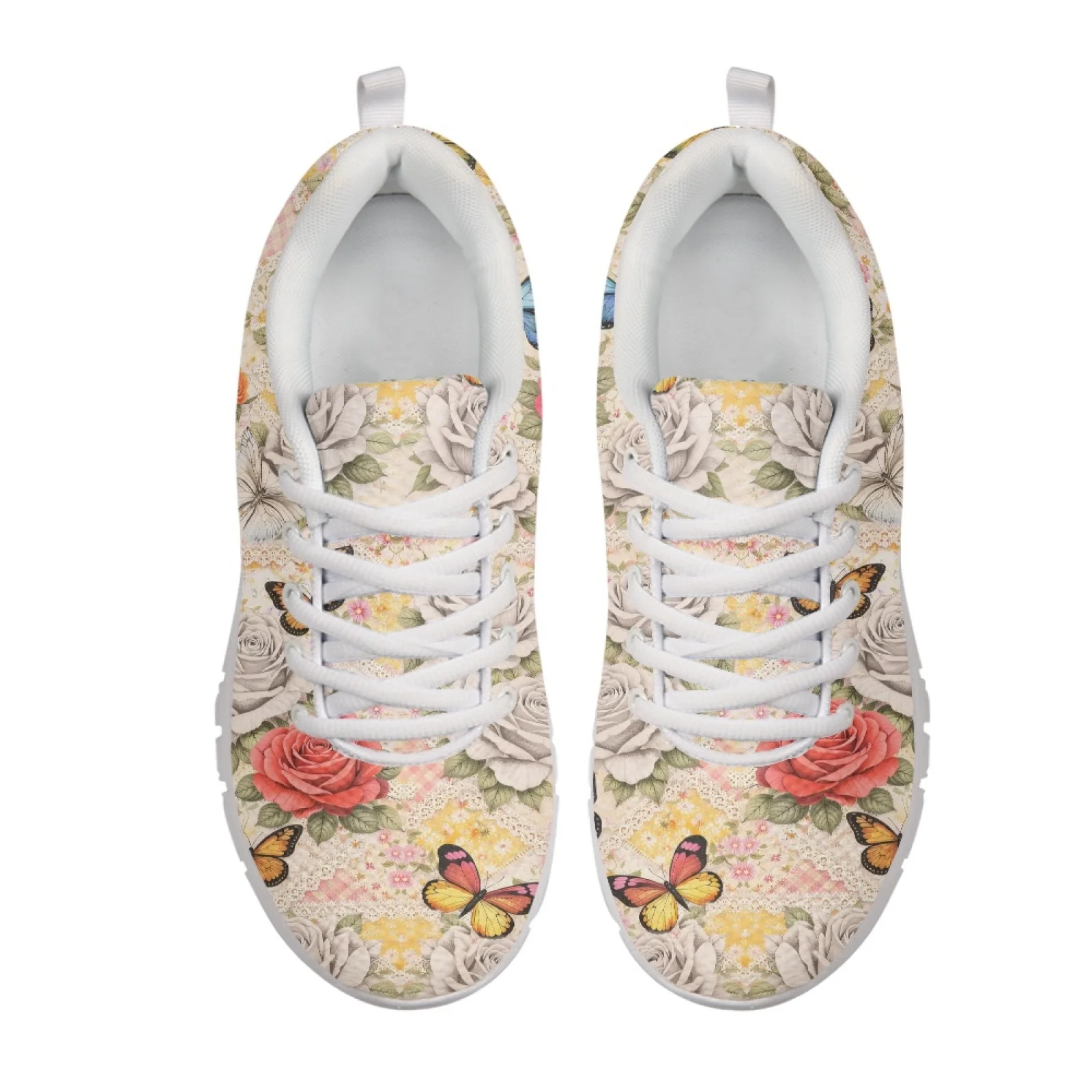 Coloranimal Rose Butterfly Athletic Sport Footwear Mesh & EVA Sole Athletic Sneaker Breathable Running Shoes for Women