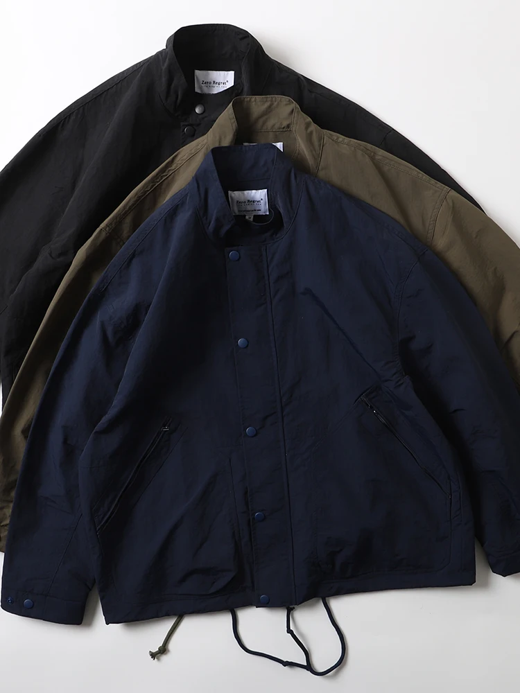 

Мужская нейлоновая куртка свободного кроя для активного отдыха, функциональная, из водонепроницаемой ткани, с воротником-стойкой, простой стиль для молодых мужчин