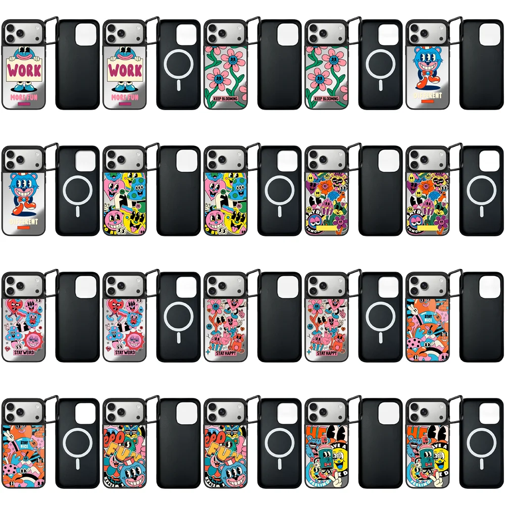 6040719 Camera Ring Stand Mirror Surface Cover for IPhone 14 15 16 17 Pro Max 17 Air Case - Protective Magnetic Case