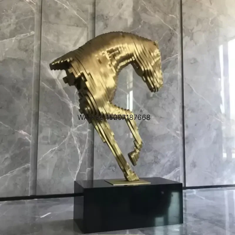 Wmwmnu for Factory Custom Animal Metal Statue Stainless Steel Half Body Horse Sculpture for Home Decoration