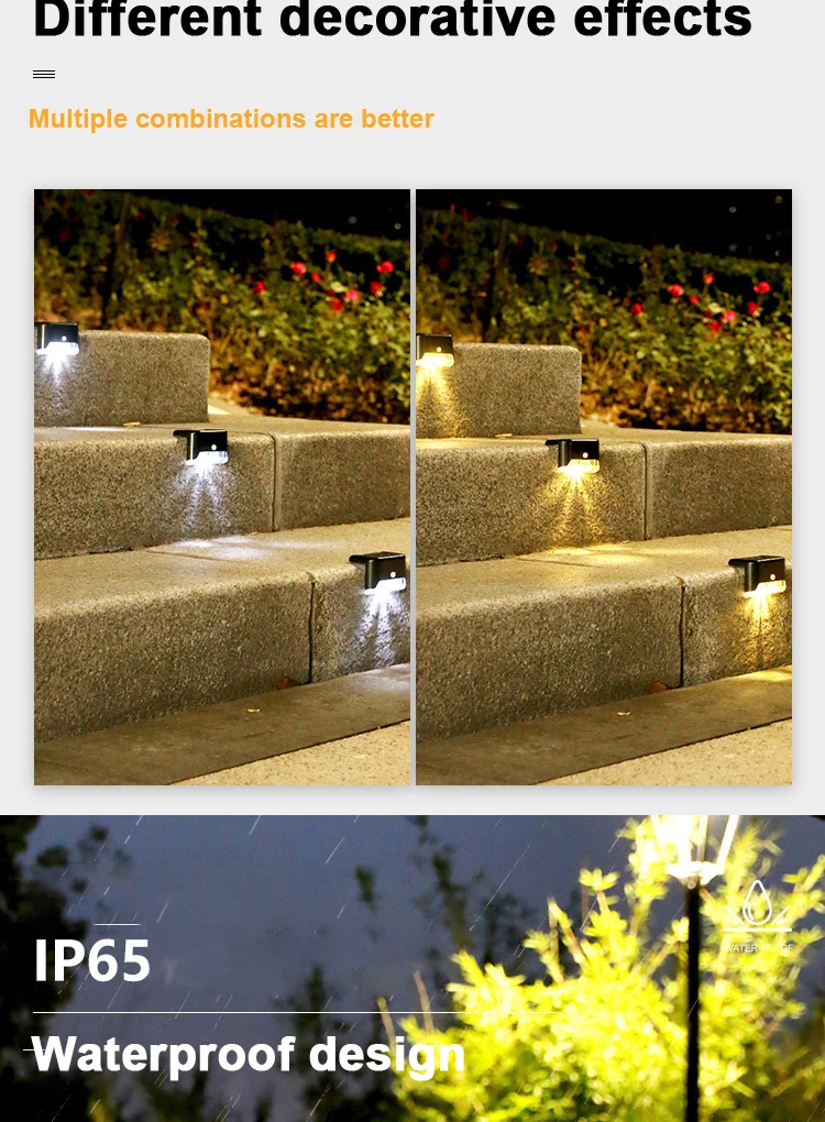 Luzes led solar luzes ao ar livre ip65 jardim decoração luzes passo deck luzes lâmpadas jardim iluminação cerca pátio decoração