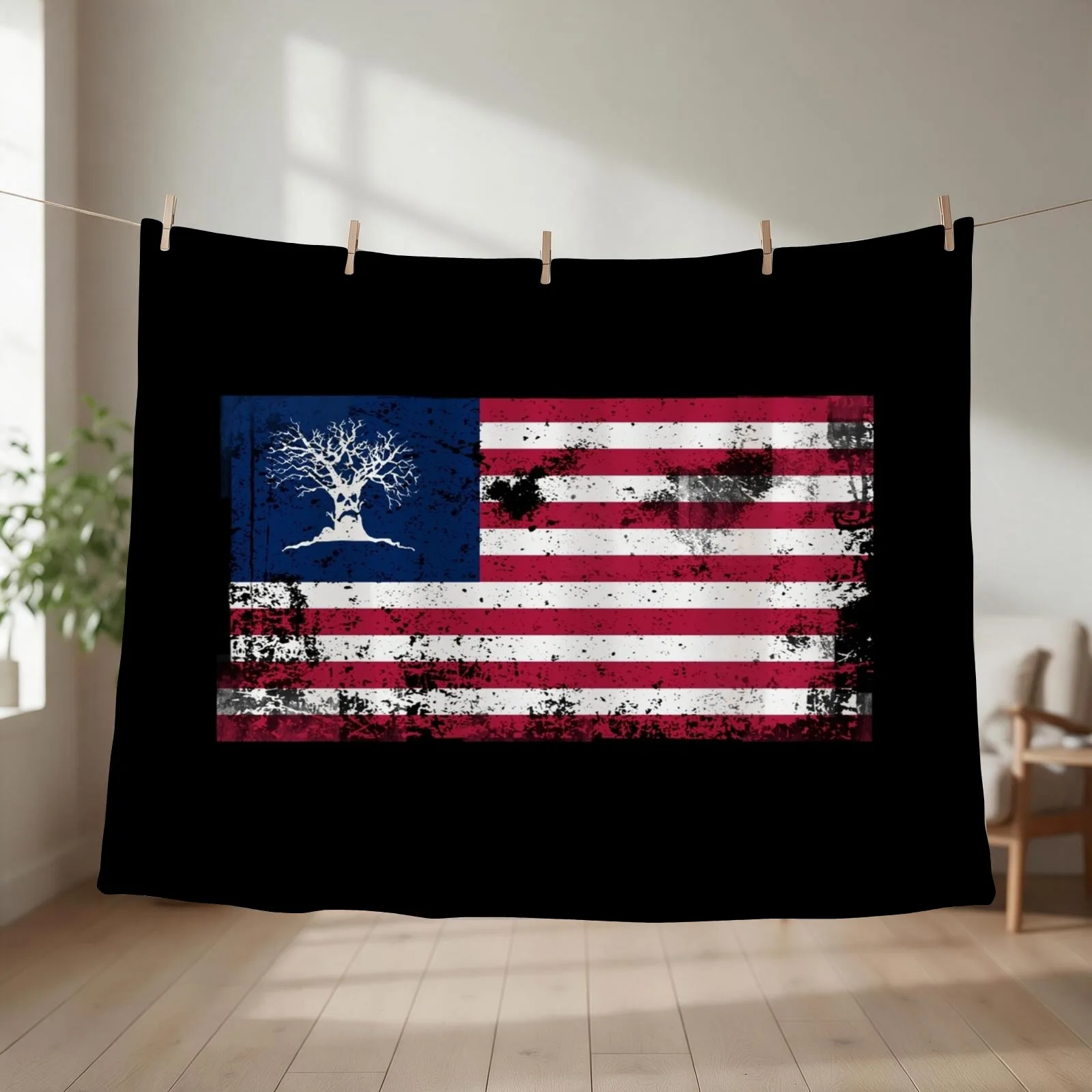 Haunted Flag Throw Blanket couch cozy soft plush fuzzy picnic outdoor blanket