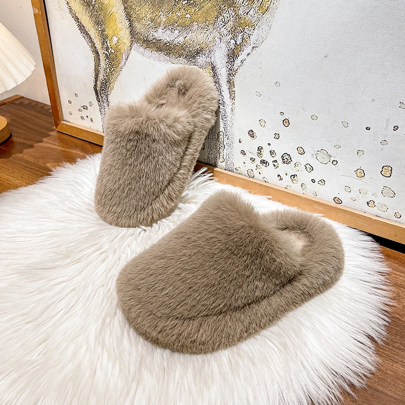 

New Winter Children's Slippers Warm Fluffy Kids Slippers for Girls Soft Bottom Trend Versatile Toddlers Simple Flat Cotton Shoes