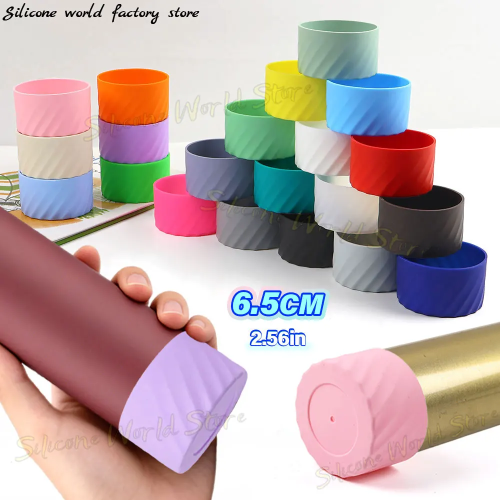 SW 1PC 6.5CM Silicone Cup Cover 65MM Silica Gel Coaster Cups Base for Protective Cup Bottom Prevent Scratch Non-slip Boot Sleeve