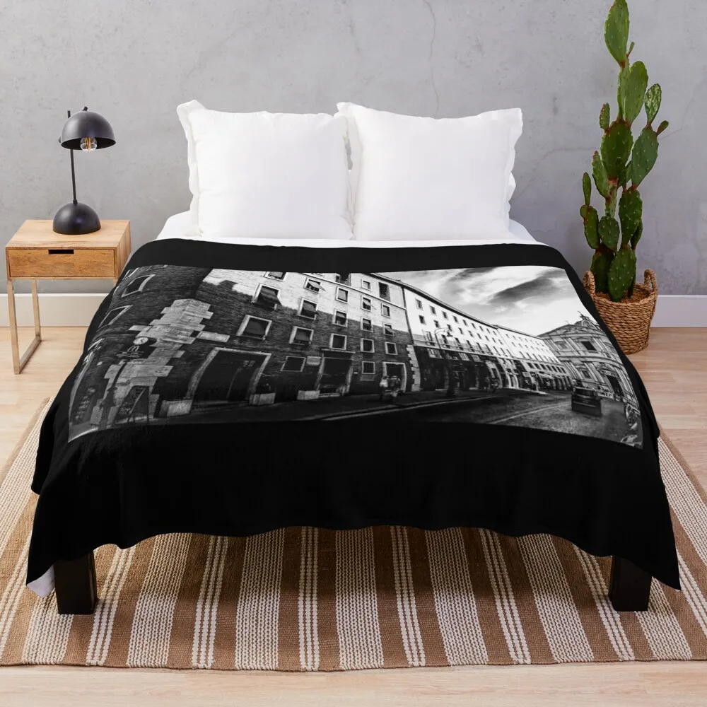 Rome high contrast street photo by Genaro Throw Blanket Camping funny gift Blankets