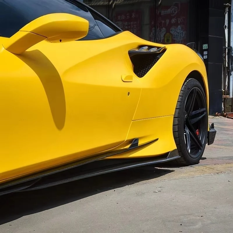 Gloss Prepreg Dry Carbon Side Rocker Panel Extensions High Downforce Aero Trim For F8 Tributo Spider Sport Aerokit