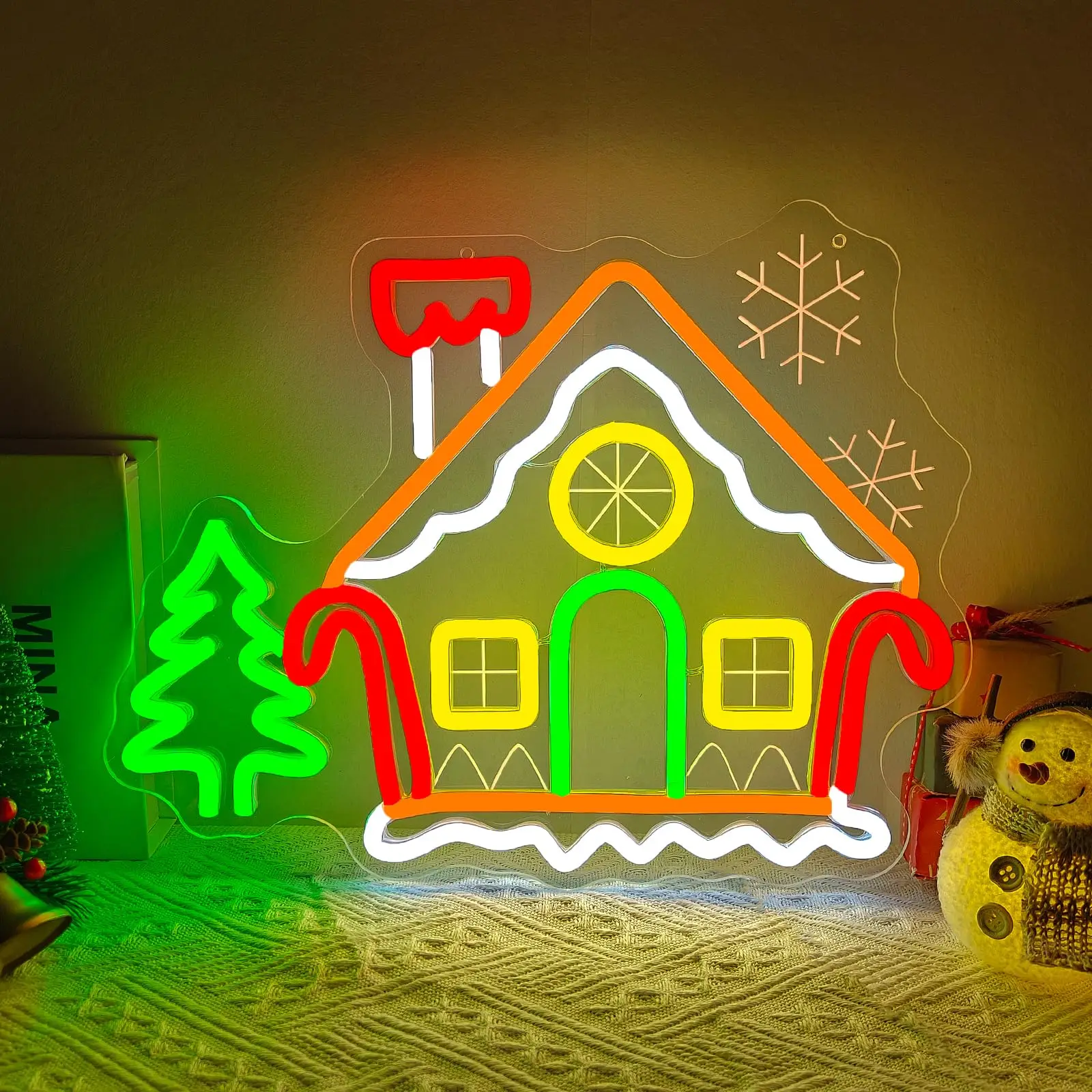 ジンジャーブレッドハウス-ネオンサイン-壁装飾用-彫刻-調光スイッチ付き-クリスマスライトアップサイン-家の窓-パーティー装飾用