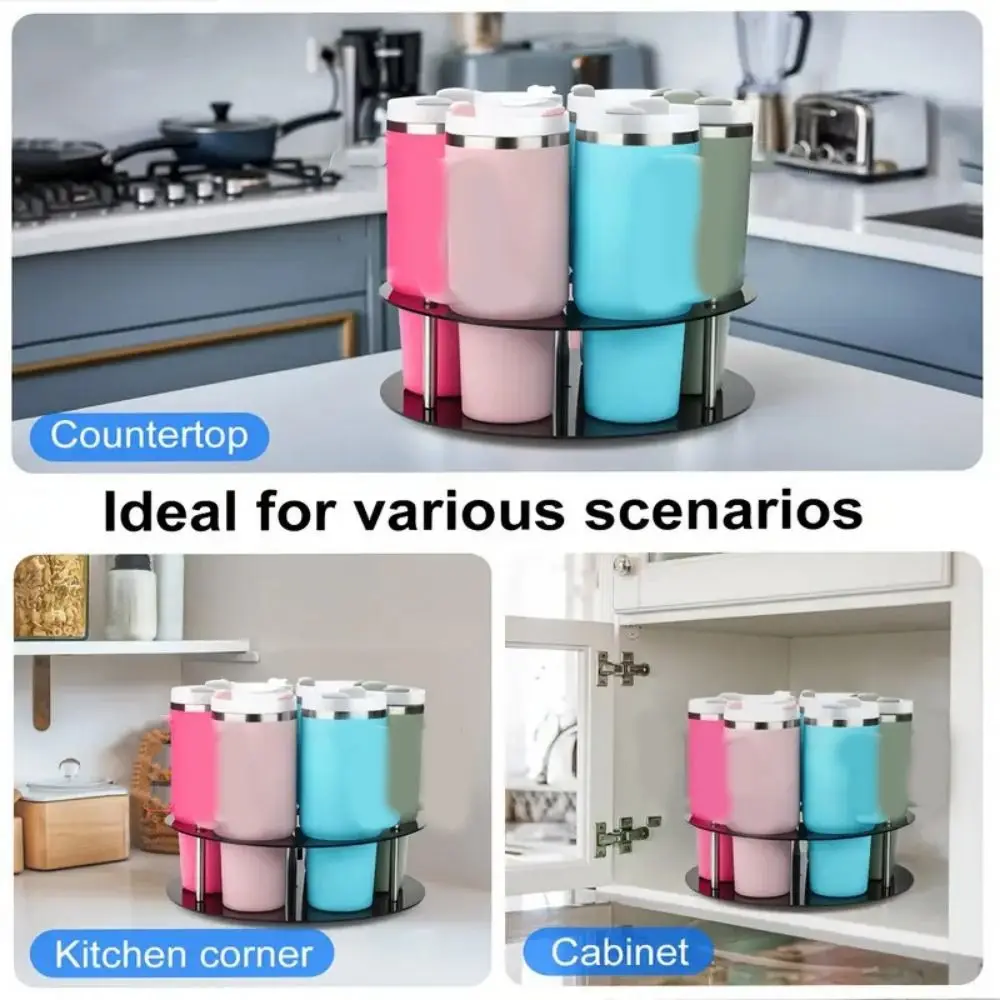 

Acrylic 7 Bottles Coffee Syrup Rack Round Large Capacity Insulated Cups Holder Space Saving Water Bottle Holder Coffee Bar