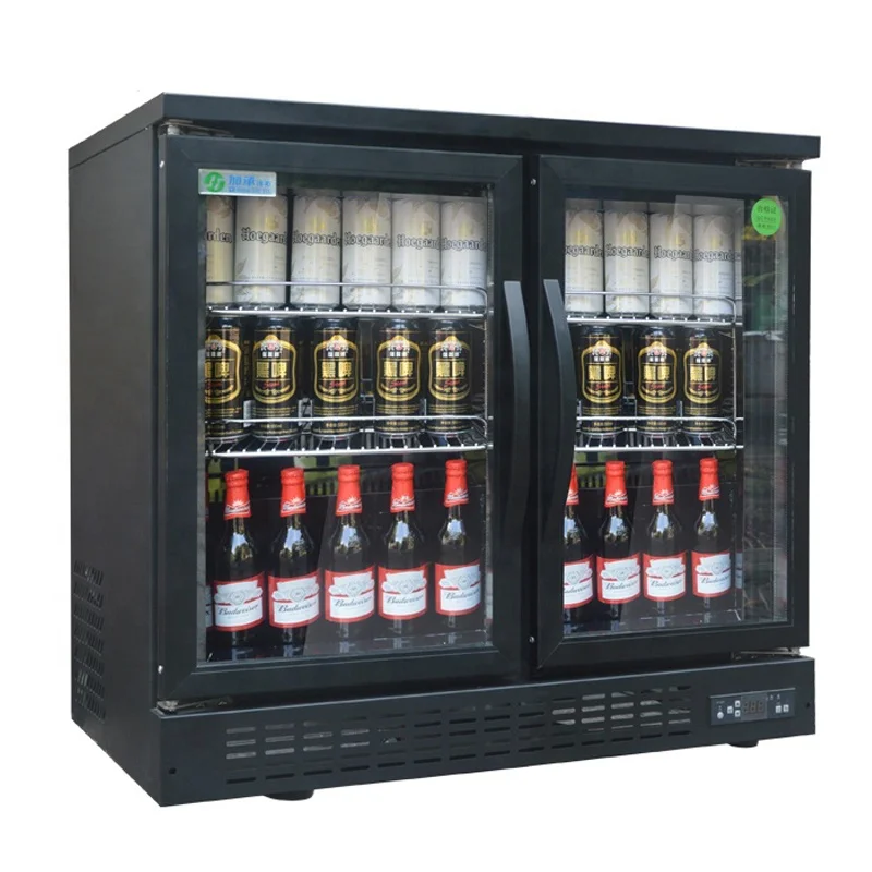 Bar KTV Two Doors Display Cooler 200L Under Counter Beer Cooler with Professional Compressor and Air Cooling for Club Pro