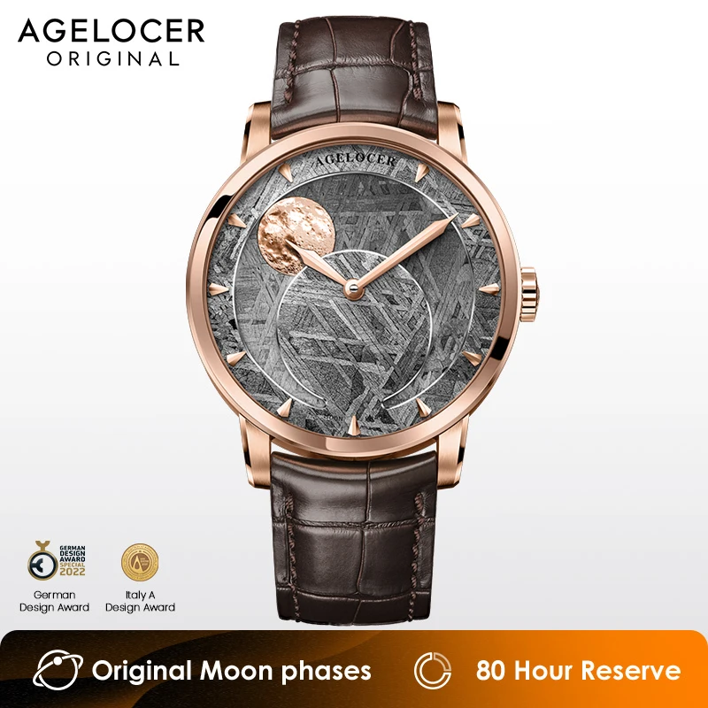 AGELOCER Switzerland Designer Meteorite dial Luxury Watch Top Brand Mens Automatic Sapphire Watches Mechanical Power Reserve 80h