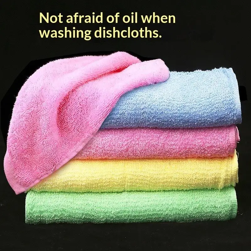 Non Stick Oil Dishwashing Cloth Washable Absorbent Reusable Thickened Rag For Kitchen Use