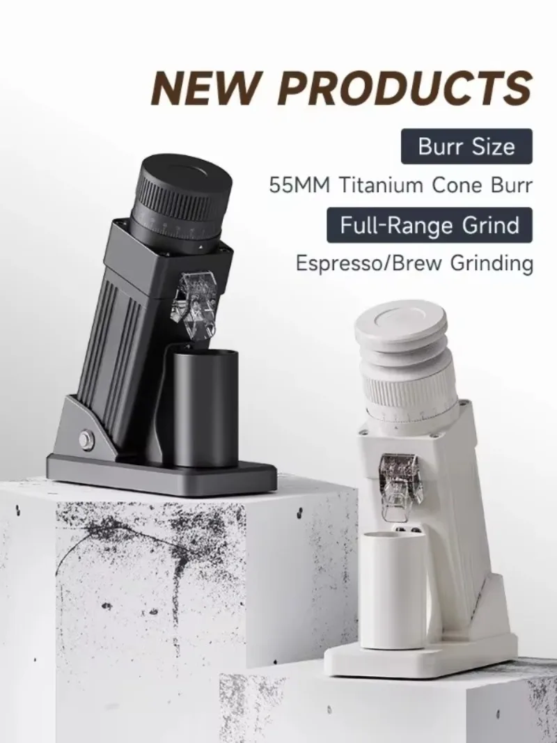 STARSEEKER E55Pro Electric Coffee Grinder 55MM Titanium Cone Burr Stepless Adjustment Espresso Brew Coffee Bean Grinder Black