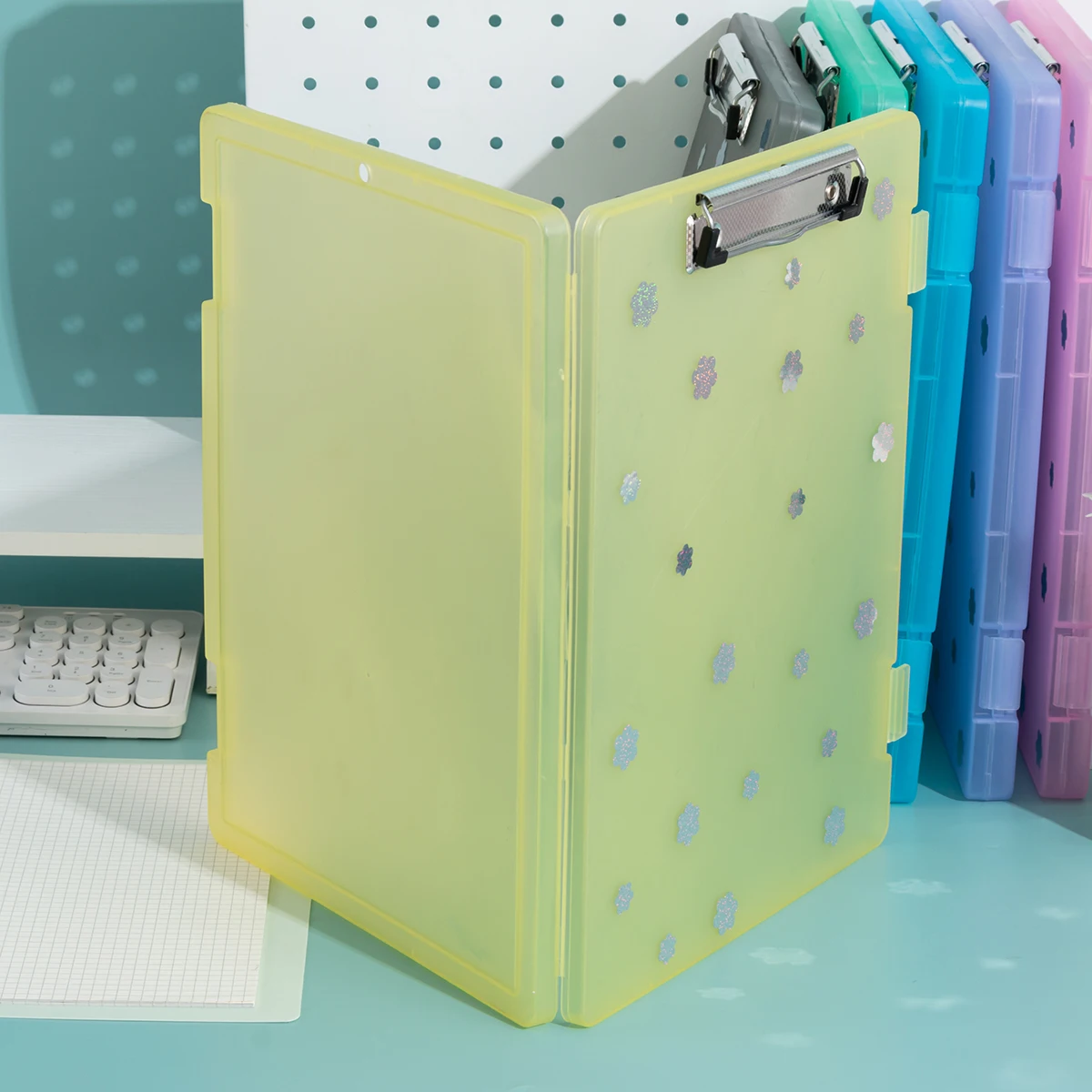 A Folder Writing Pad Flower File Box Test Paper Folder with Pen Slot Large Capacity Information Box Office Storage Box