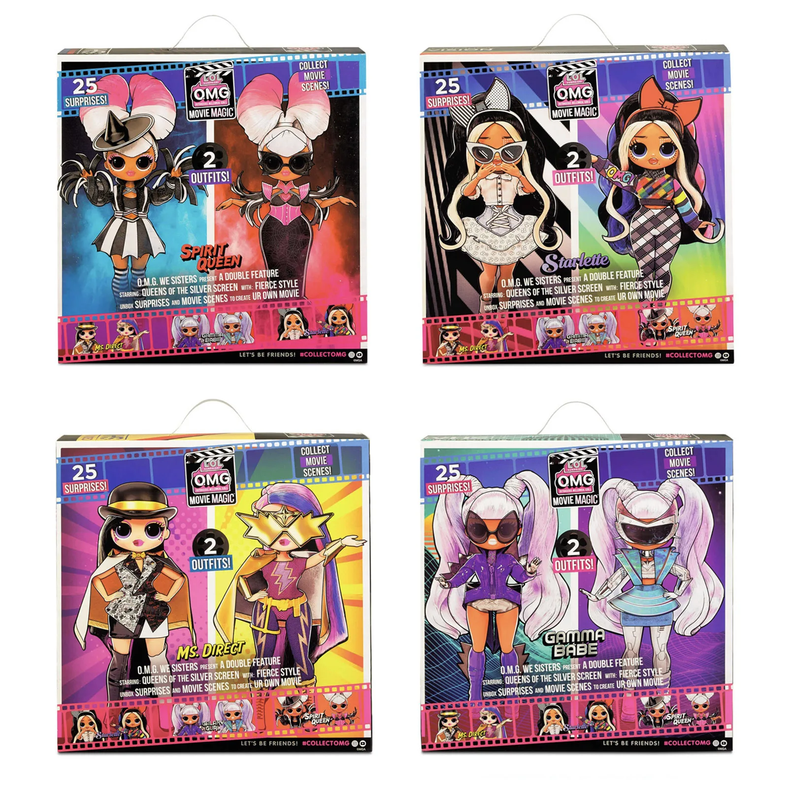 MGA LOL Surprise! Muñeca de Moda OMG Movie Magic, Gamma Babe Starlette Ms. Muñeca Direct Spirit Queen con 25 sorpresas y 2 atuendos para niña