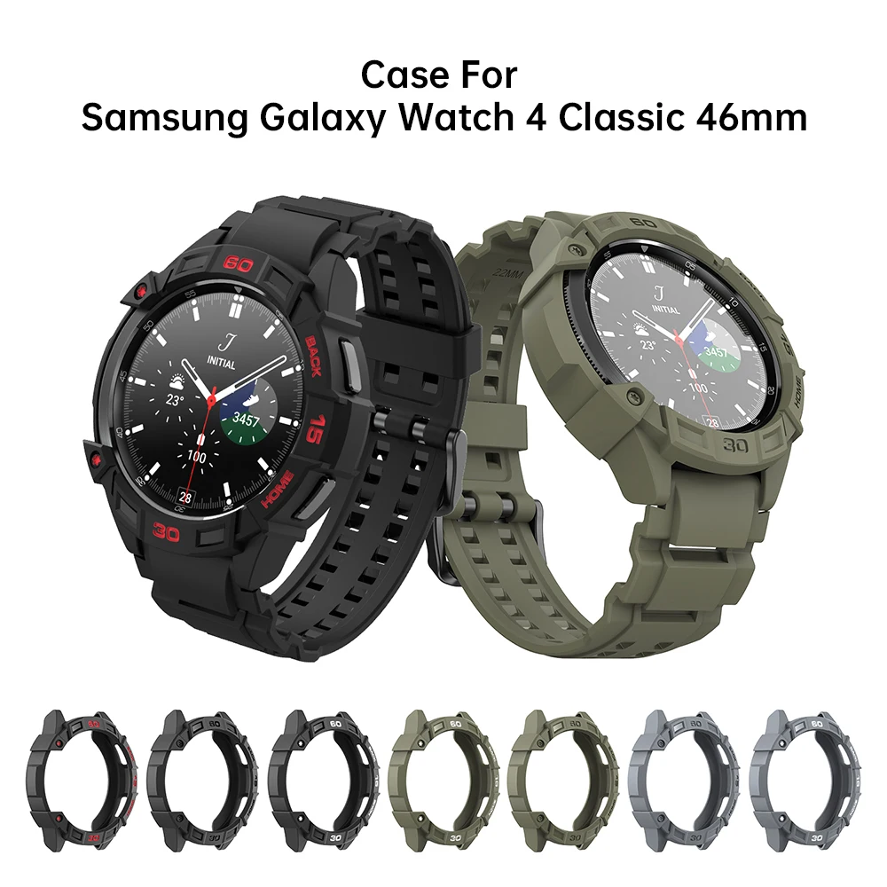 SIKAI 2022 New Case For Samsung Galaxy Watch 4 Classic 46mm TPU Shell Protector Cover Bumper Band Strap for Samsung Smart Watch