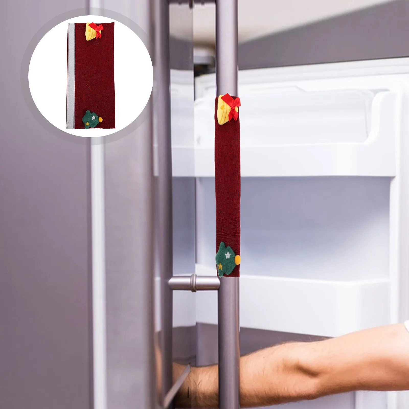 

Christmas Refrigerator Door Handle Covers Microwave Oven Protector Kitchen Appliance Handle Covers Festive Decoration Snowman
